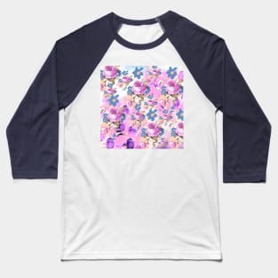 ROSES GIRLY PINK AND PURPLE PATTERN Baseball T-Shirt